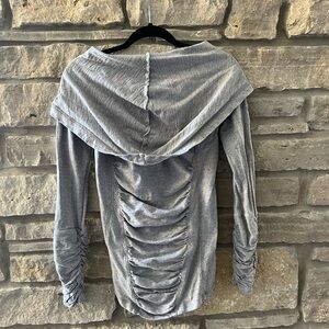 XCVI Grey Ruched full zip hooded jacket - XS